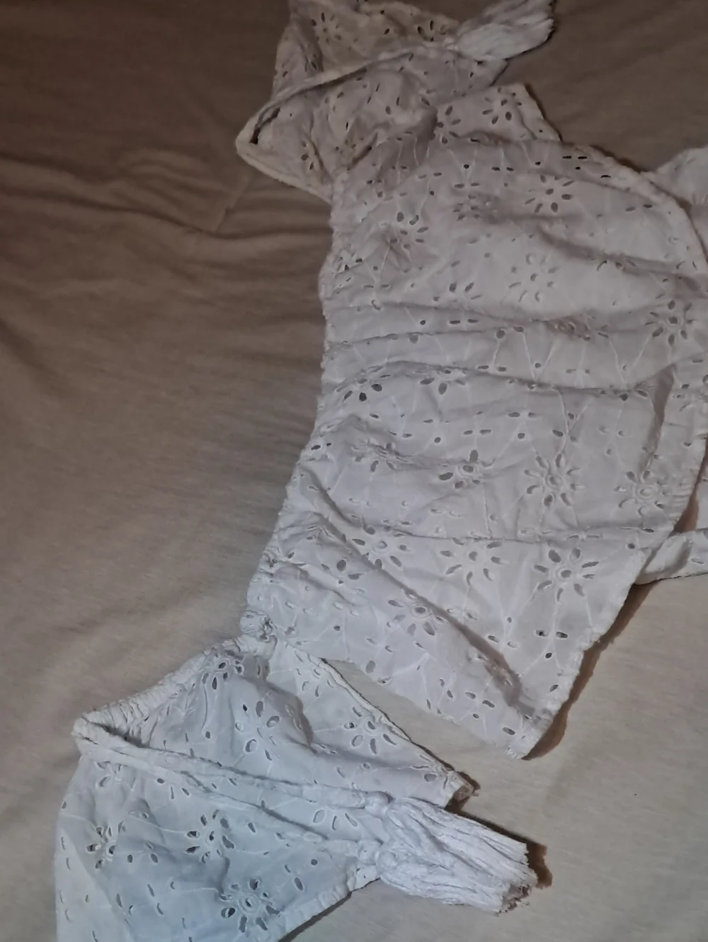 Elan White Eyelet Off-Shoulder Camisole Romper